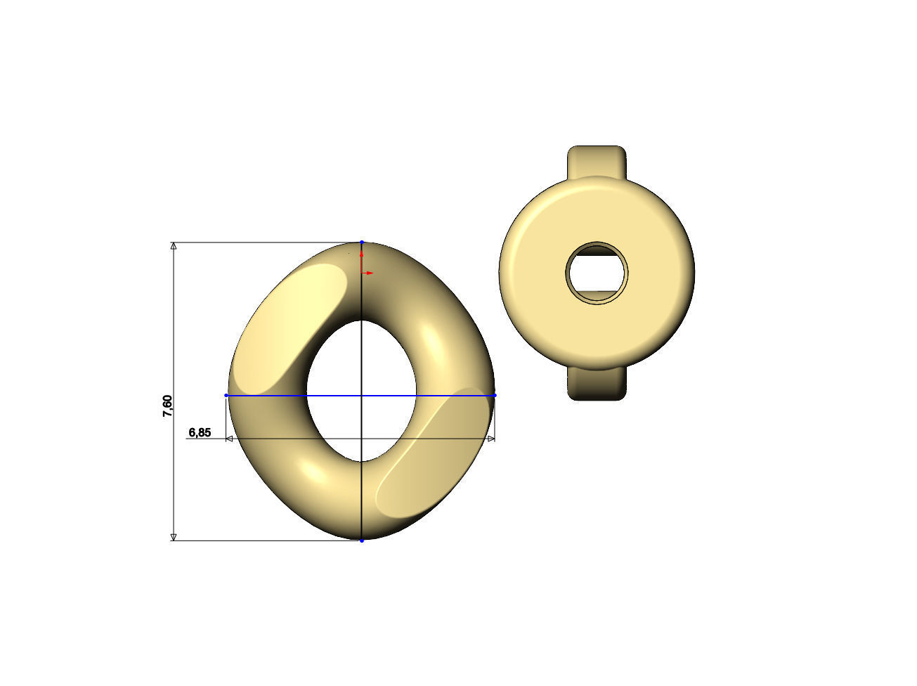 Simple cuban chain link stud earring 3D print model_6