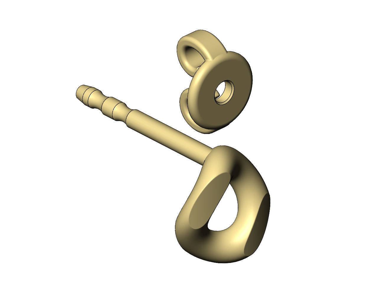 Simple cuban chain link stud earring 3D print model_4