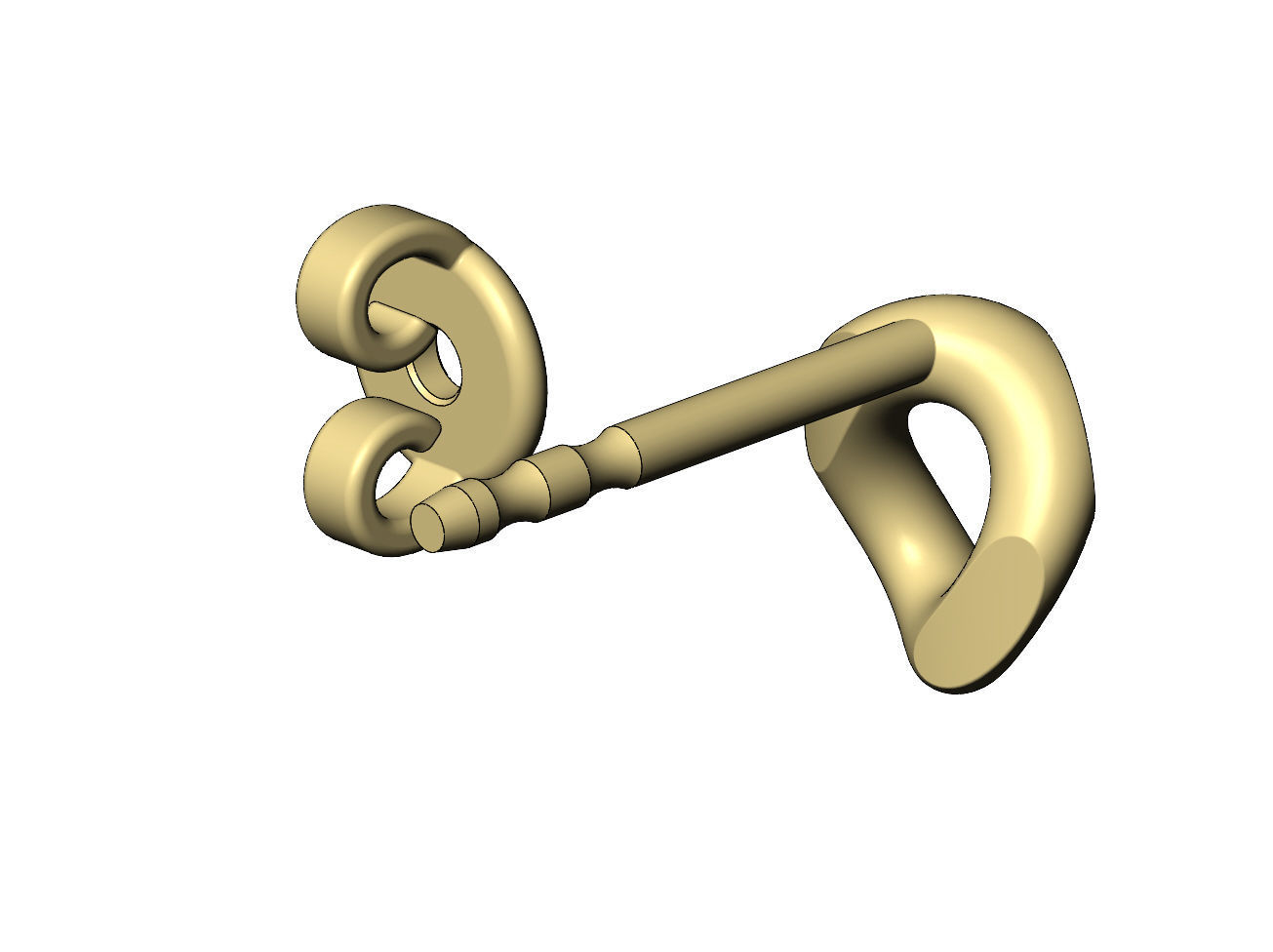 Simple cuban chain link stud earring 3D print model_5