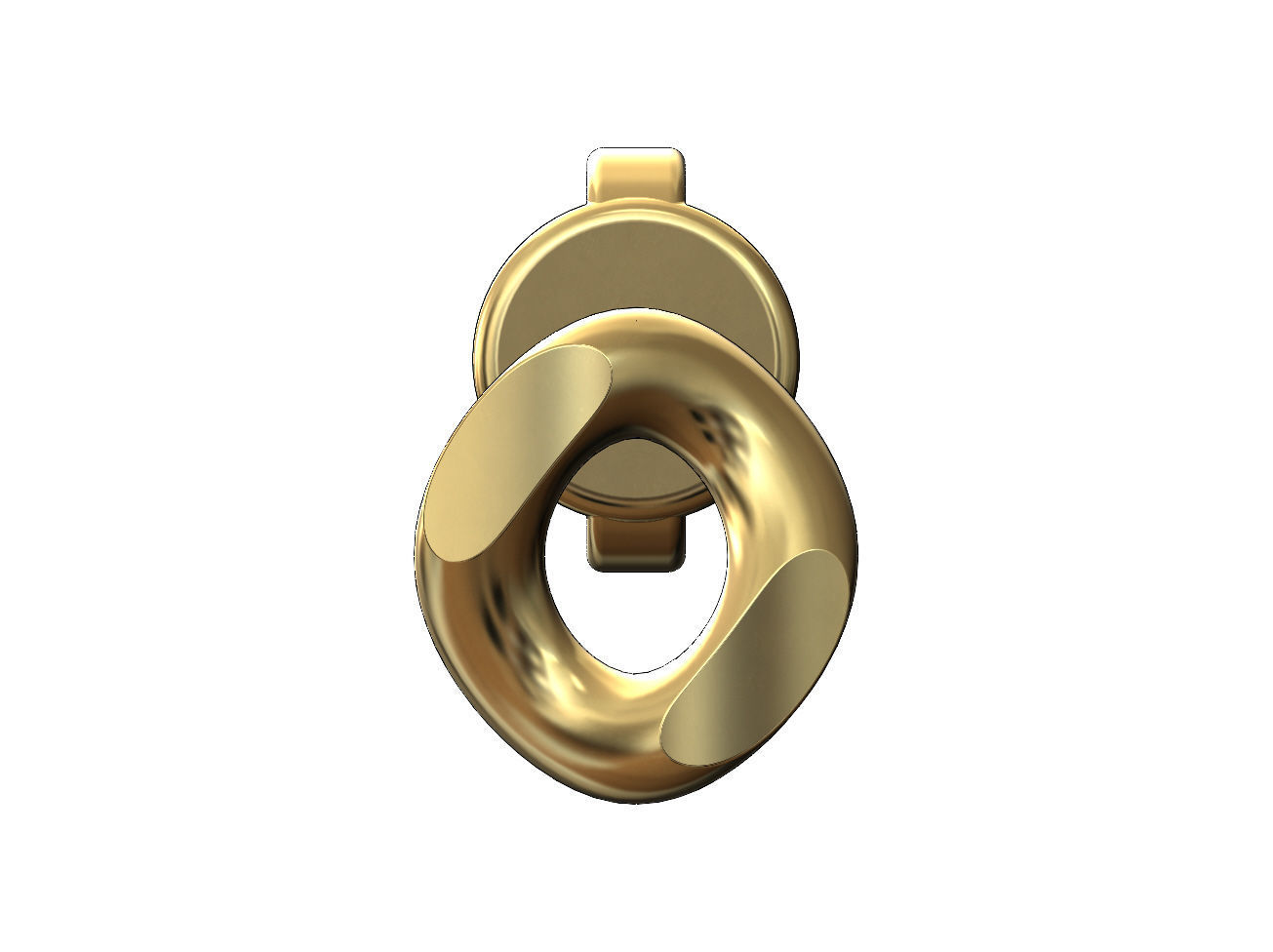 Simple cuban chain link stud earring 3D print model_1