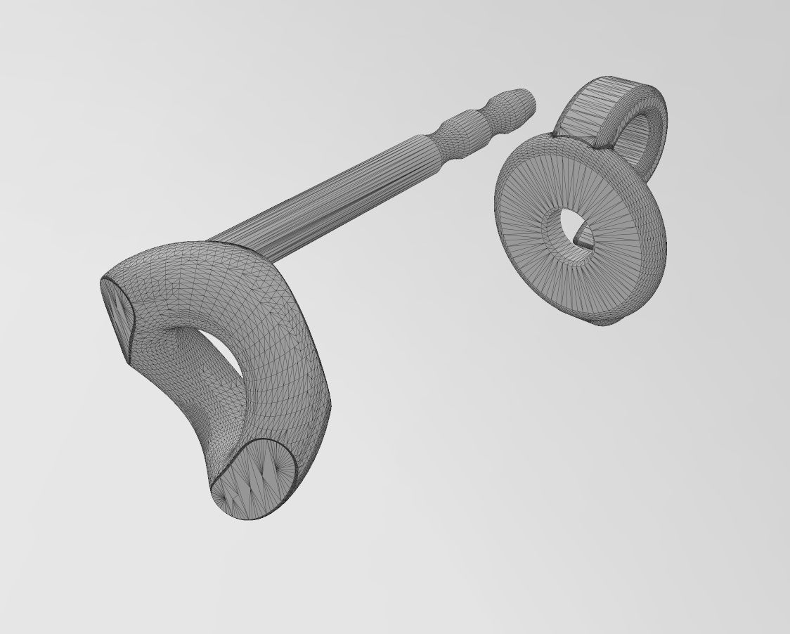 Simple cuban chain link stud earring 3D print model_13