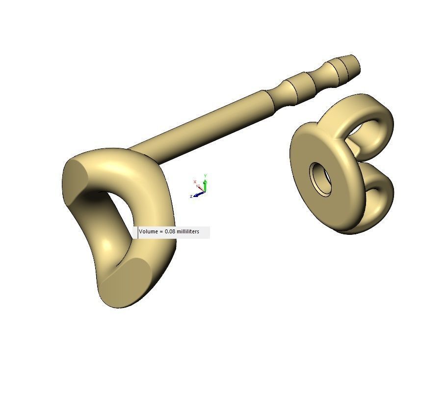 Simple cuban chain link stud earring 3D print model_9