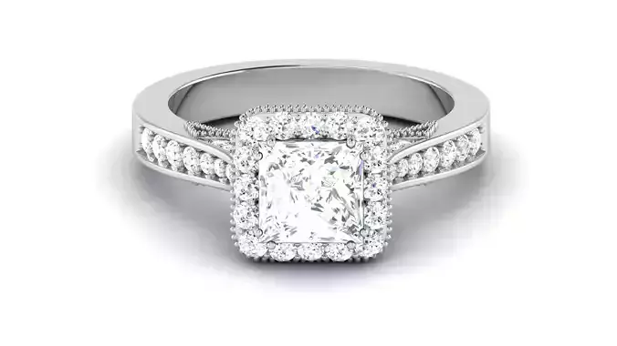 Solitaire Halo Ring Princess Stone Rings 3dm STL OBJ FBX Detail 3D print model