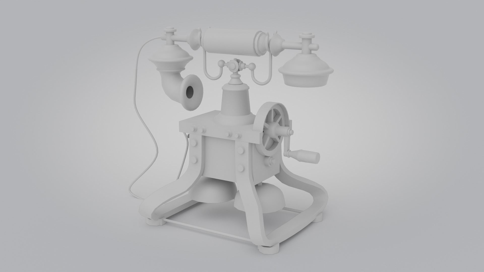19th Century phone Low-poly 3D model_7