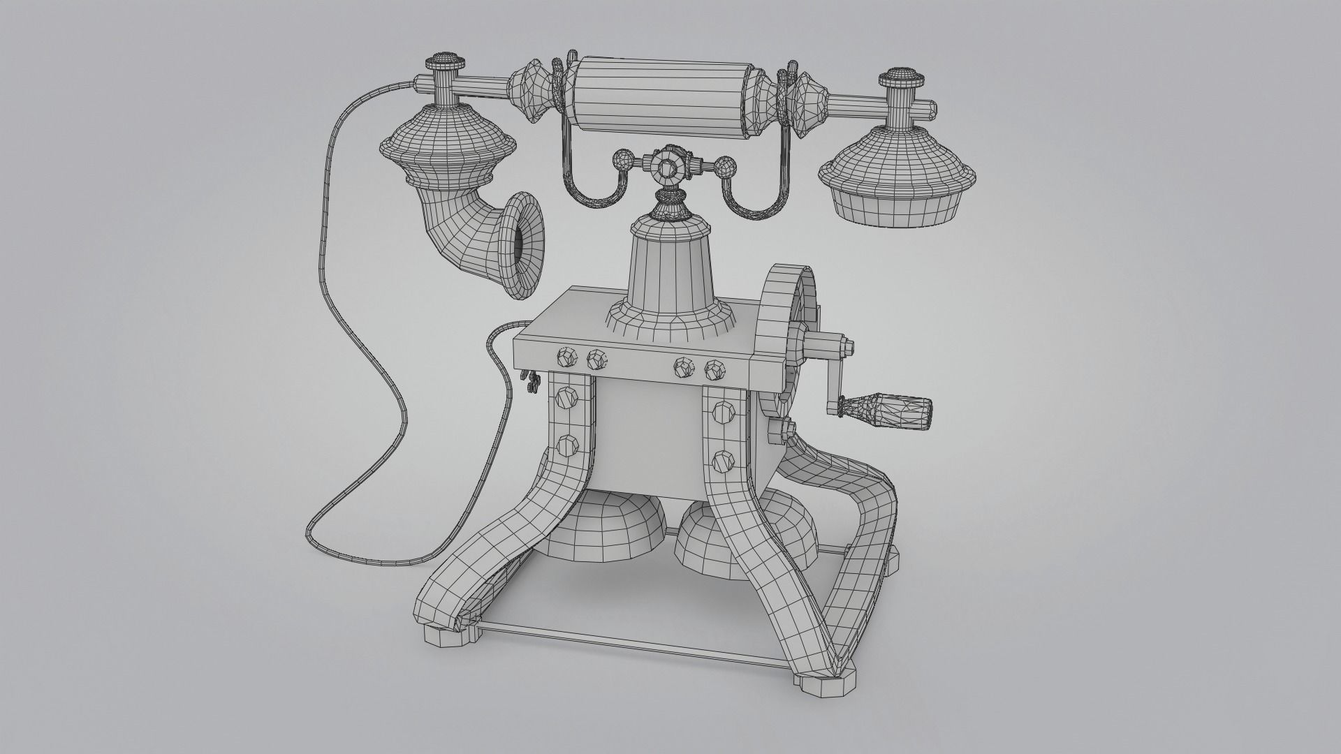 19th Century phone Low-poly 3D model_11