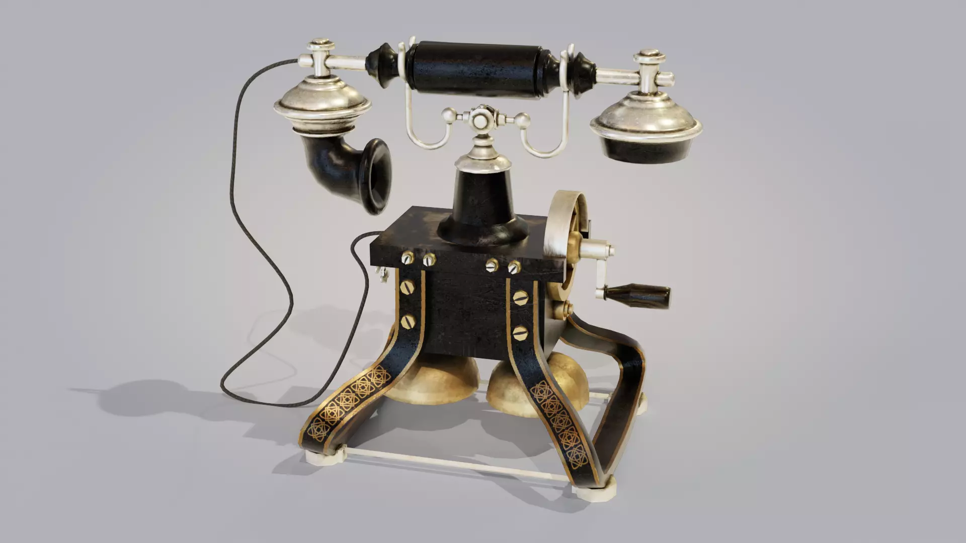 19th Century phone Low-poly 3D model_0