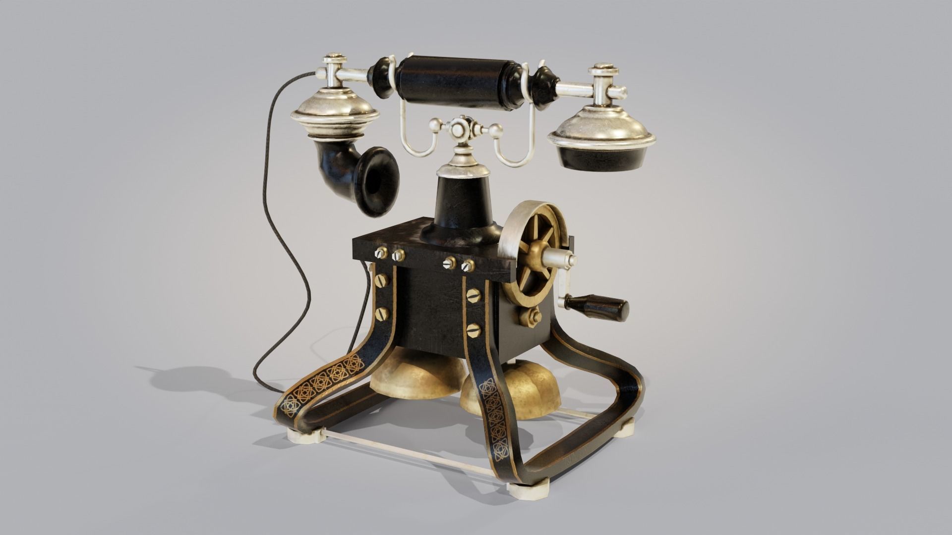 19th Century phone Low-poly 3D model_2