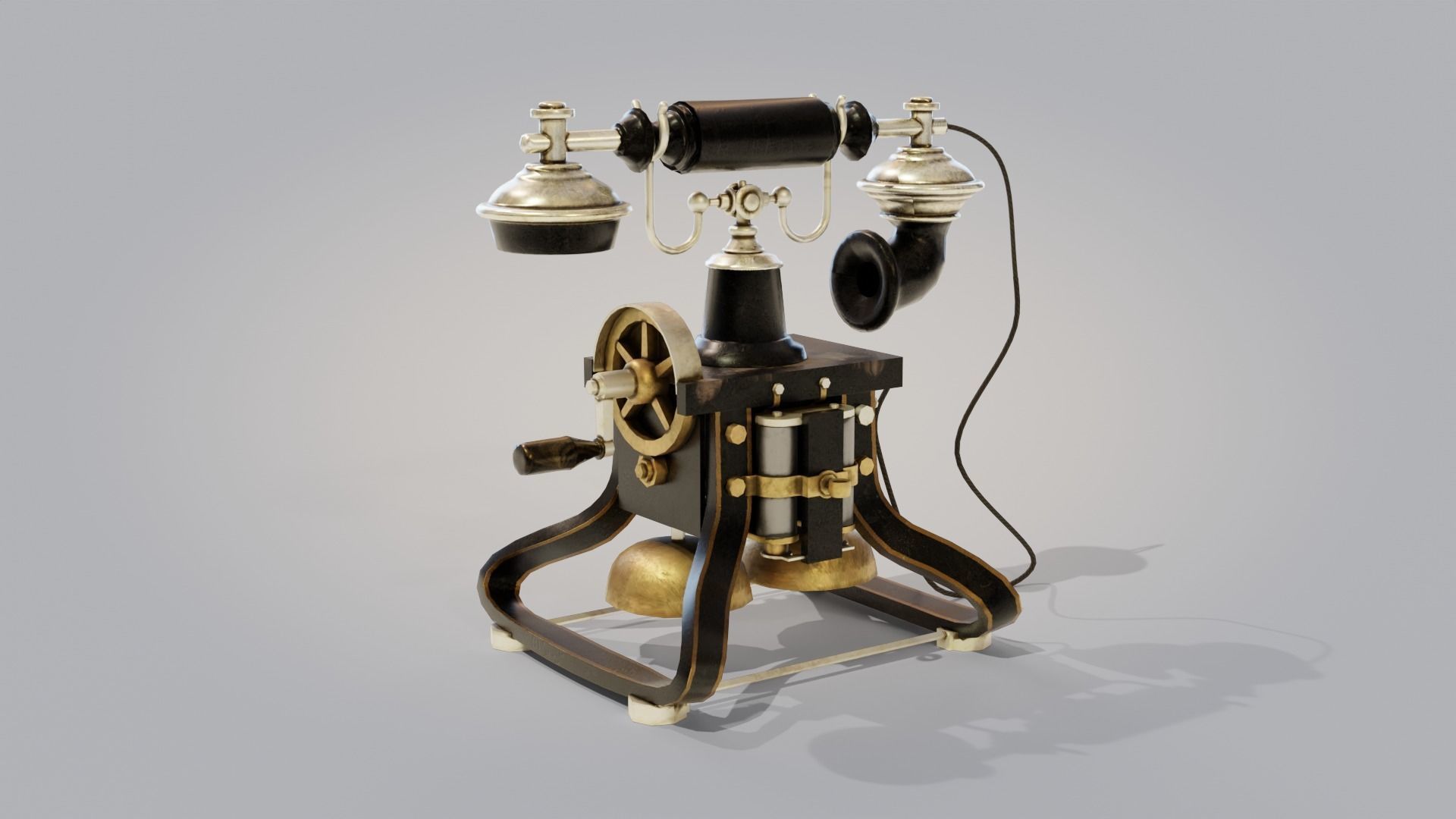 19th Century phone Low-poly 3D model_4