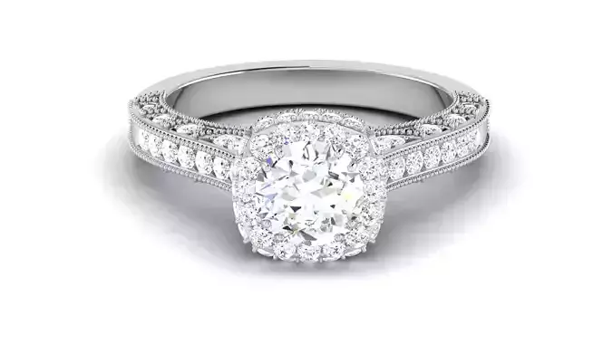 Solitaire Ring Bridal Halo Ring 3dm STL OBJ FBX Render Details 3D print model