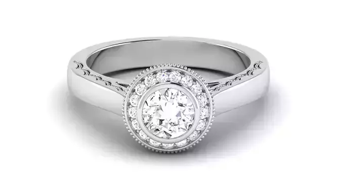 Solitaire Ring Bridal Halo Rings 3dm STL OBJ FBX Render Details 3D print model