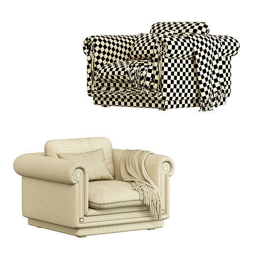 Armchair en arabe 3D model 5
