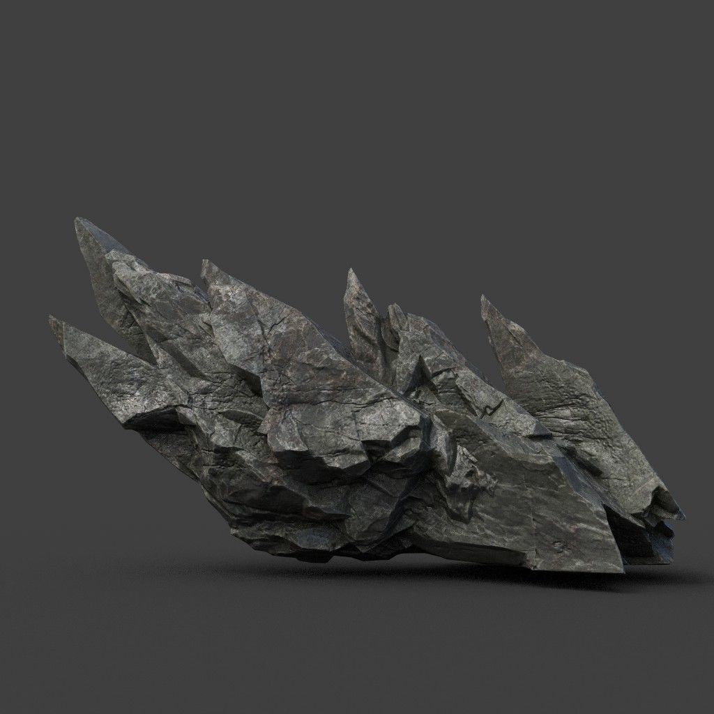 Scifi Black Sharp Rock 220611 - Ultra HD 16K Textures Low-poly 3D model_22