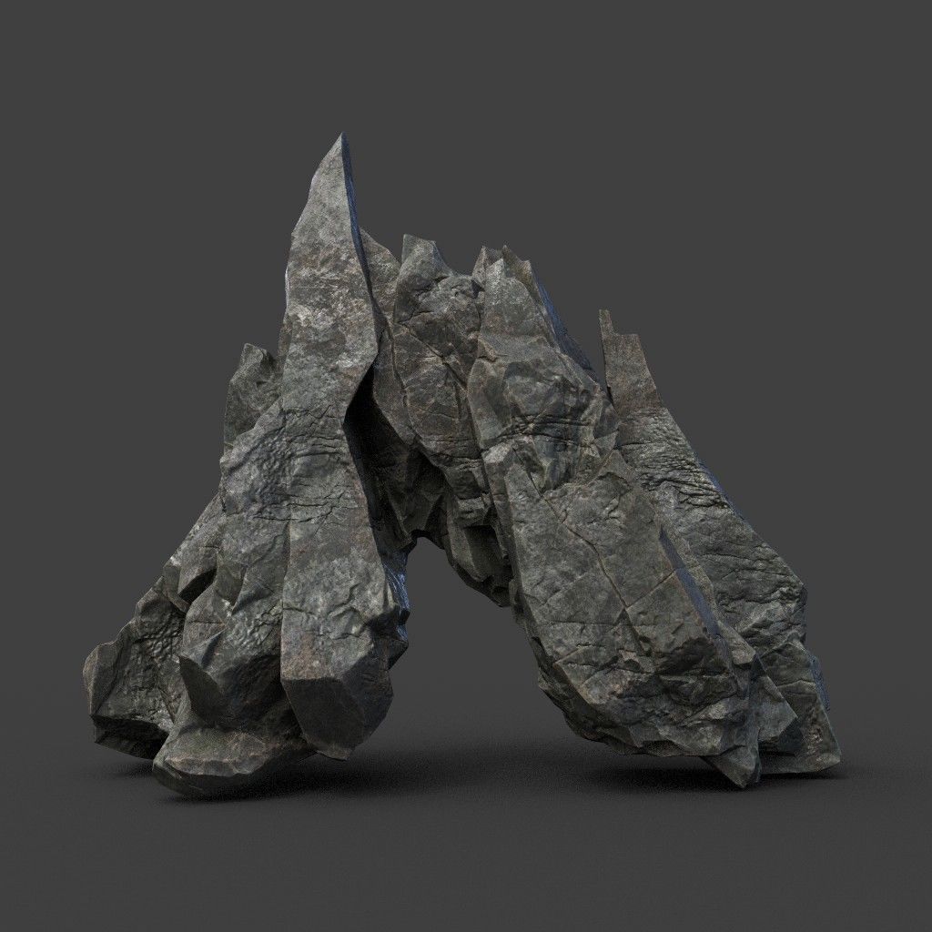 Scifi Black Sharp Rock 220611 - Ultra HD 16K Textures Low-poly 3D model_16