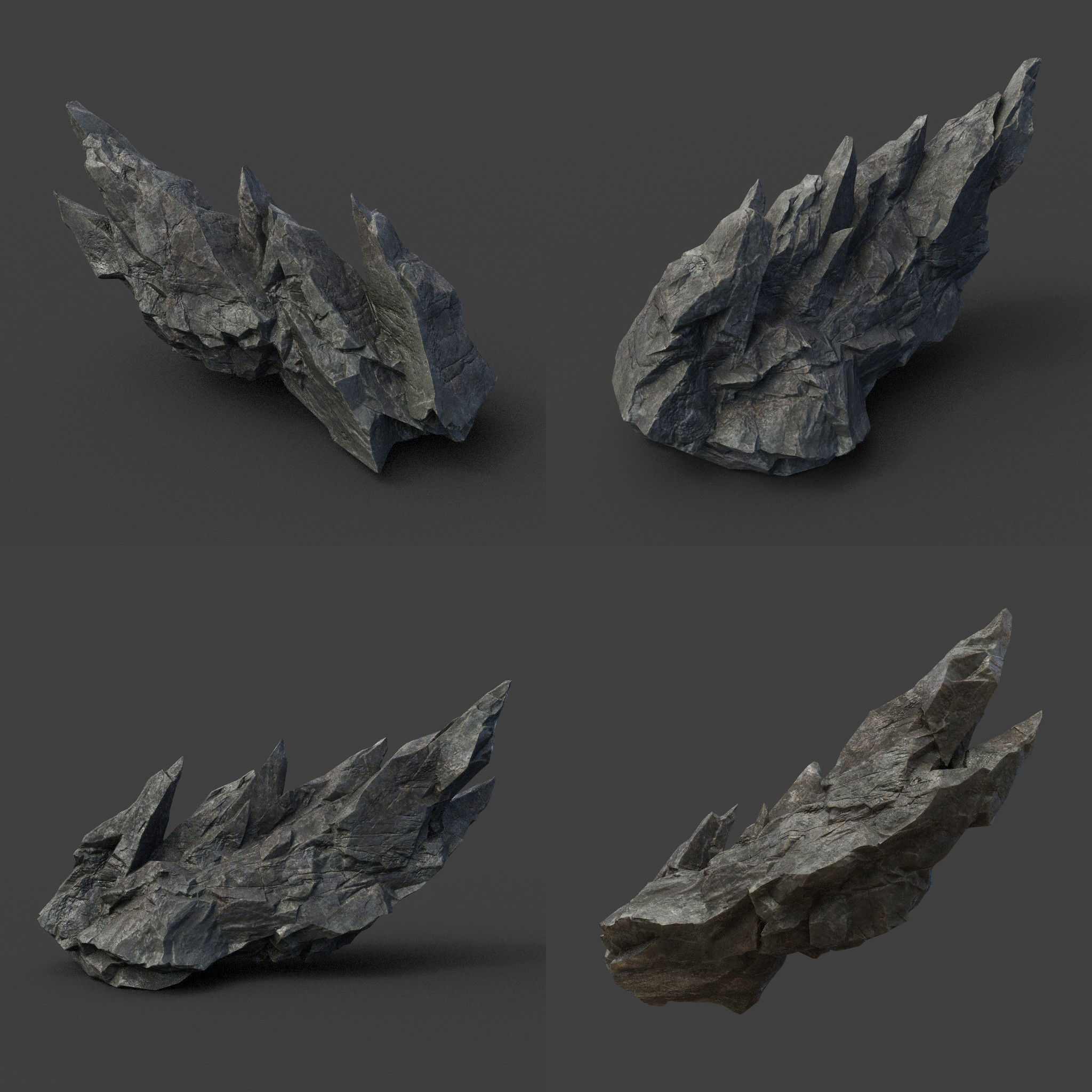 Scifi Black Sharp Rock 220611 - Ultra HD 16K Textures Low-poly 3D model_23
