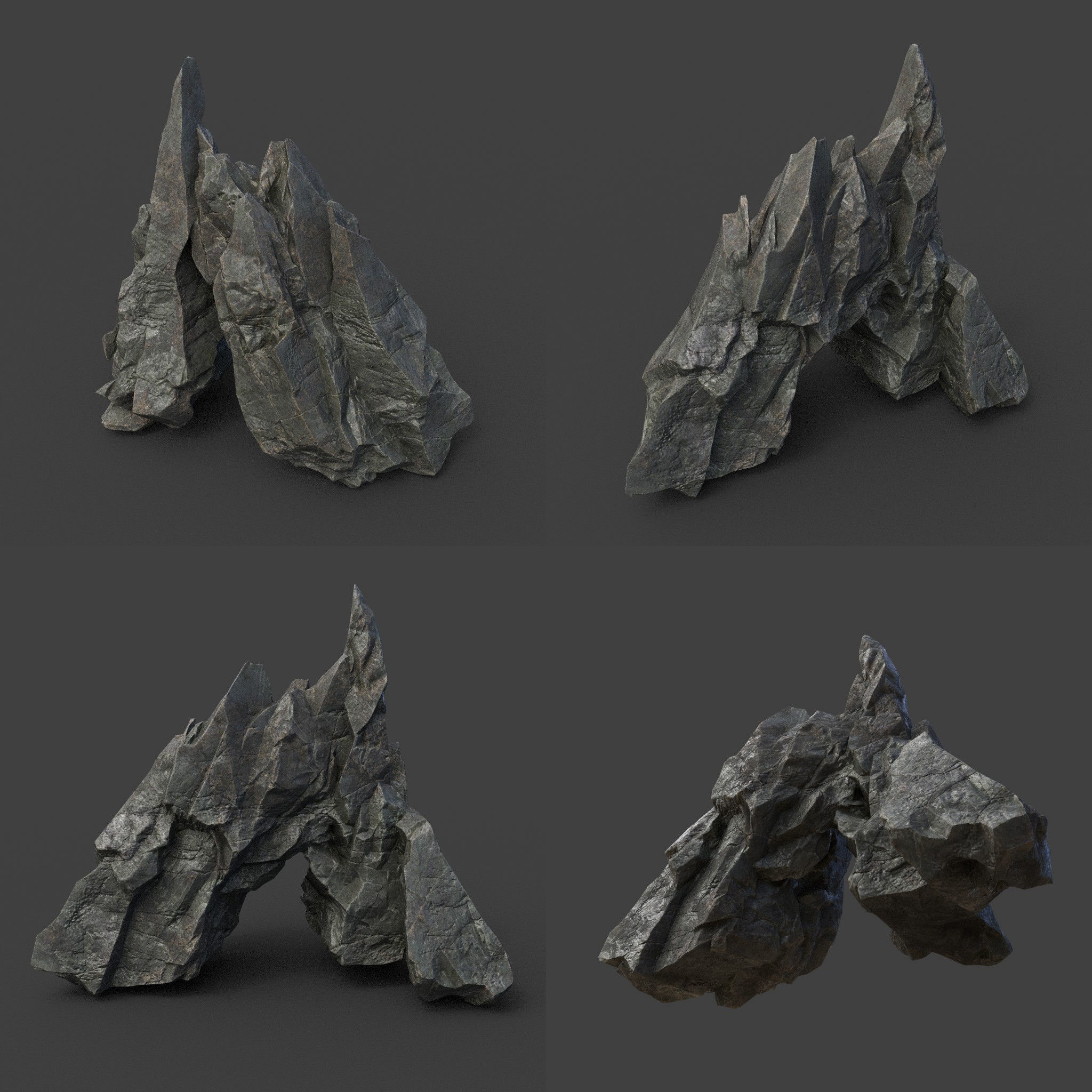 Scifi Black Sharp Rock 220611 - Ultra HD 16K Textures Low-poly 3D model_17