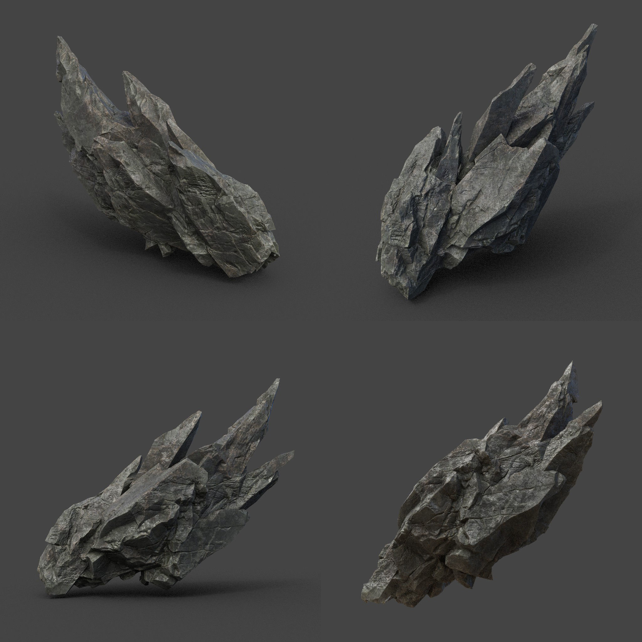 Scifi Black Sharp Rock 220611 - Ultra HD 16K Textures Low-poly 3D model_11