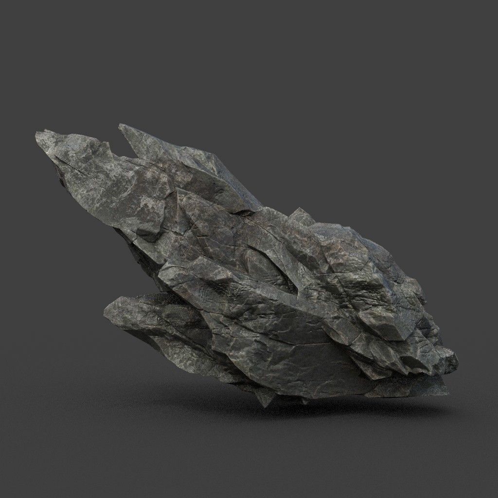 Scifi Black Sharp Rock 220611 - Ultra HD 16K Textures Low-poly 3D model_7
