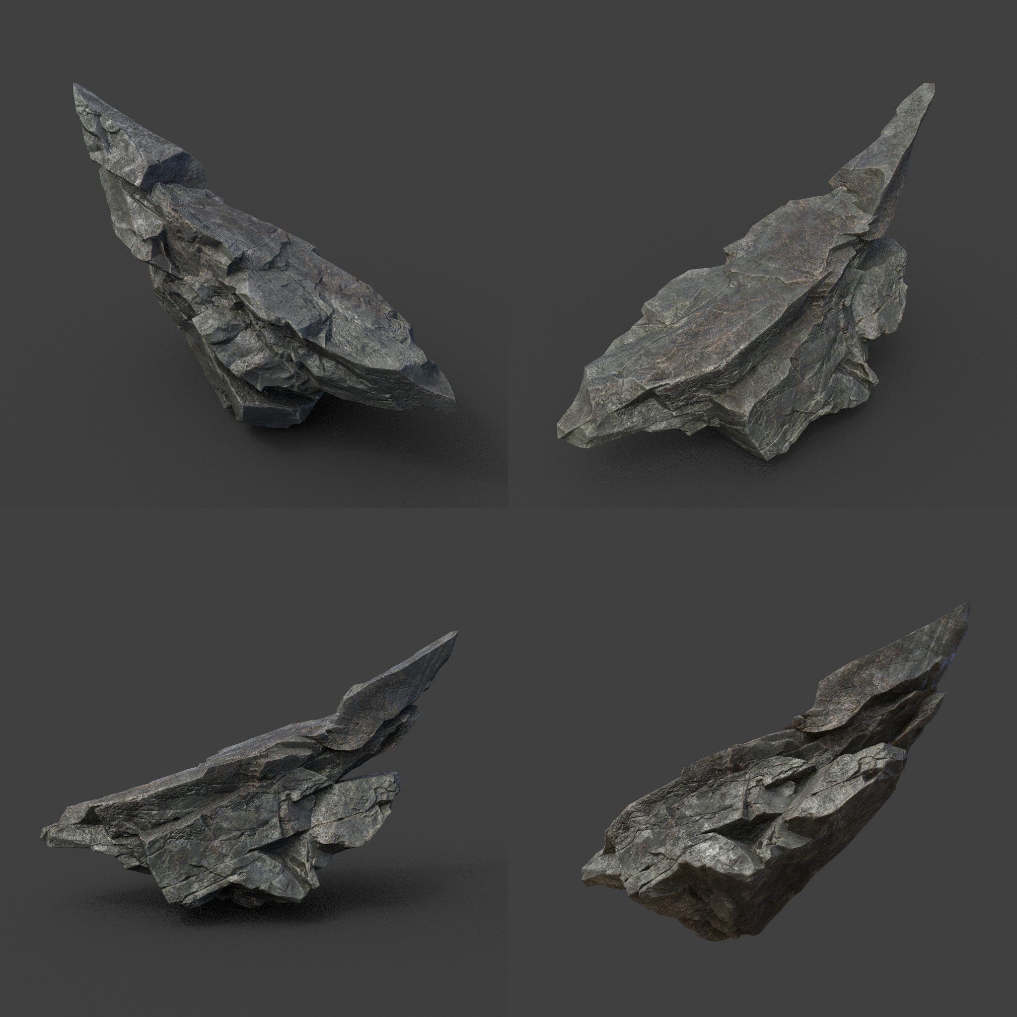 Scifi Black Sharp Rock 220611 - Ultra HD 16K Textures Low-poly 3D model_2