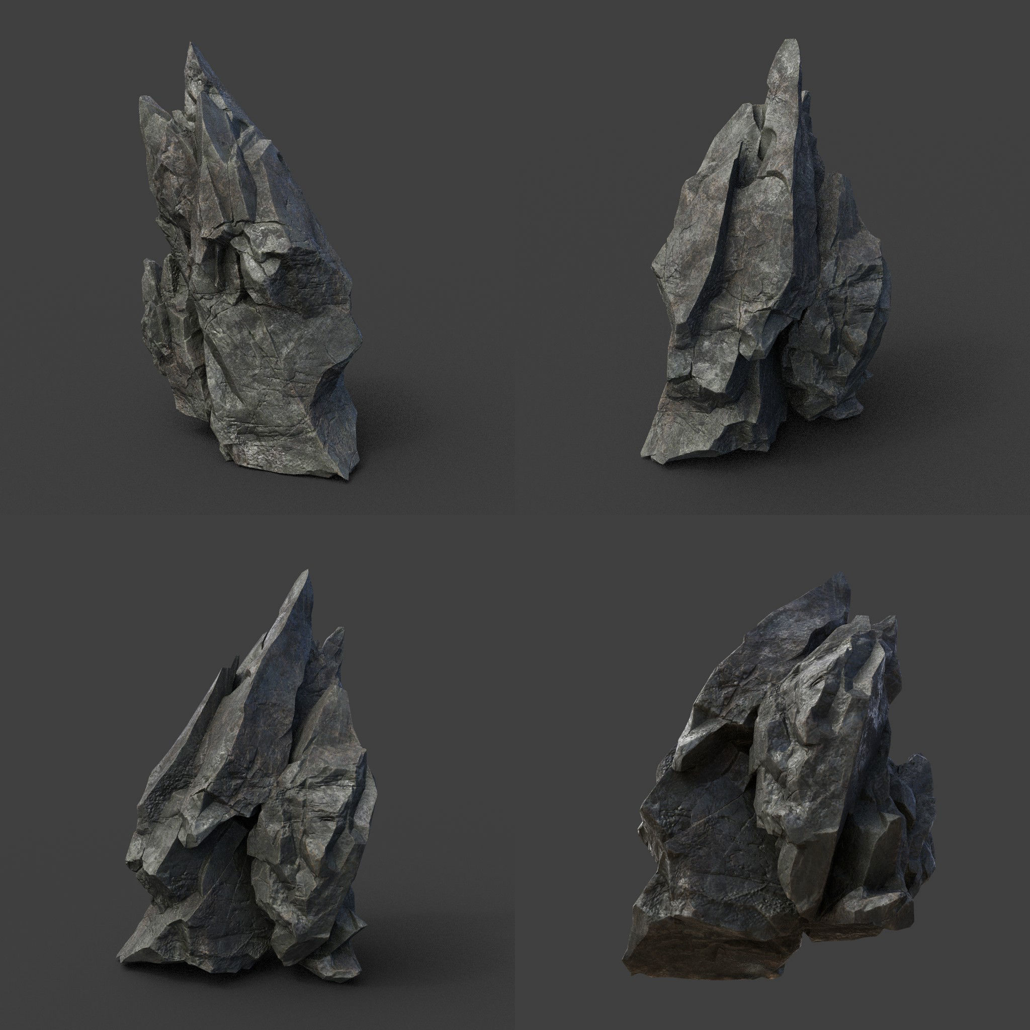 Scifi Black Sharp Rock 220611 - Ultra HD 16K Textures Low-poly 3D model_20