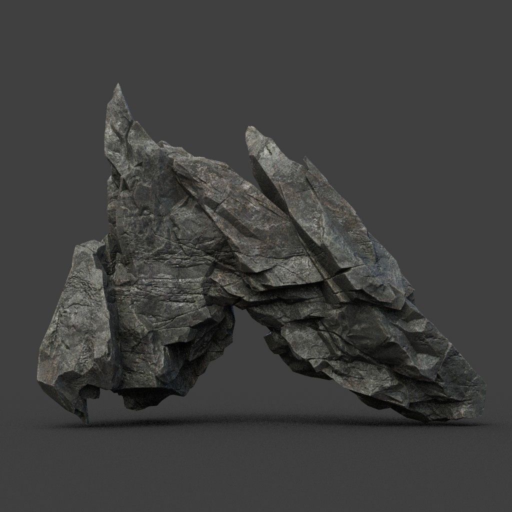 Scifi Black Sharp Rock 220611 - Ultra HD 16K Textures Low-poly 3D model_13