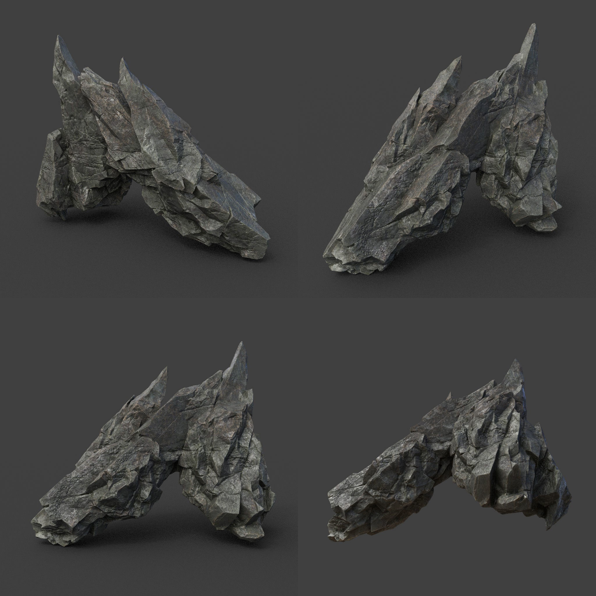 Scifi Black Sharp Rock 220611 - Ultra HD 16K Textures Low-poly 3D model_14