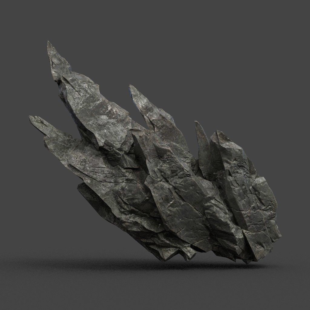Scifi Black Sharp Rock 220611 - Ultra HD 16K Textures Low-poly 3D model_10