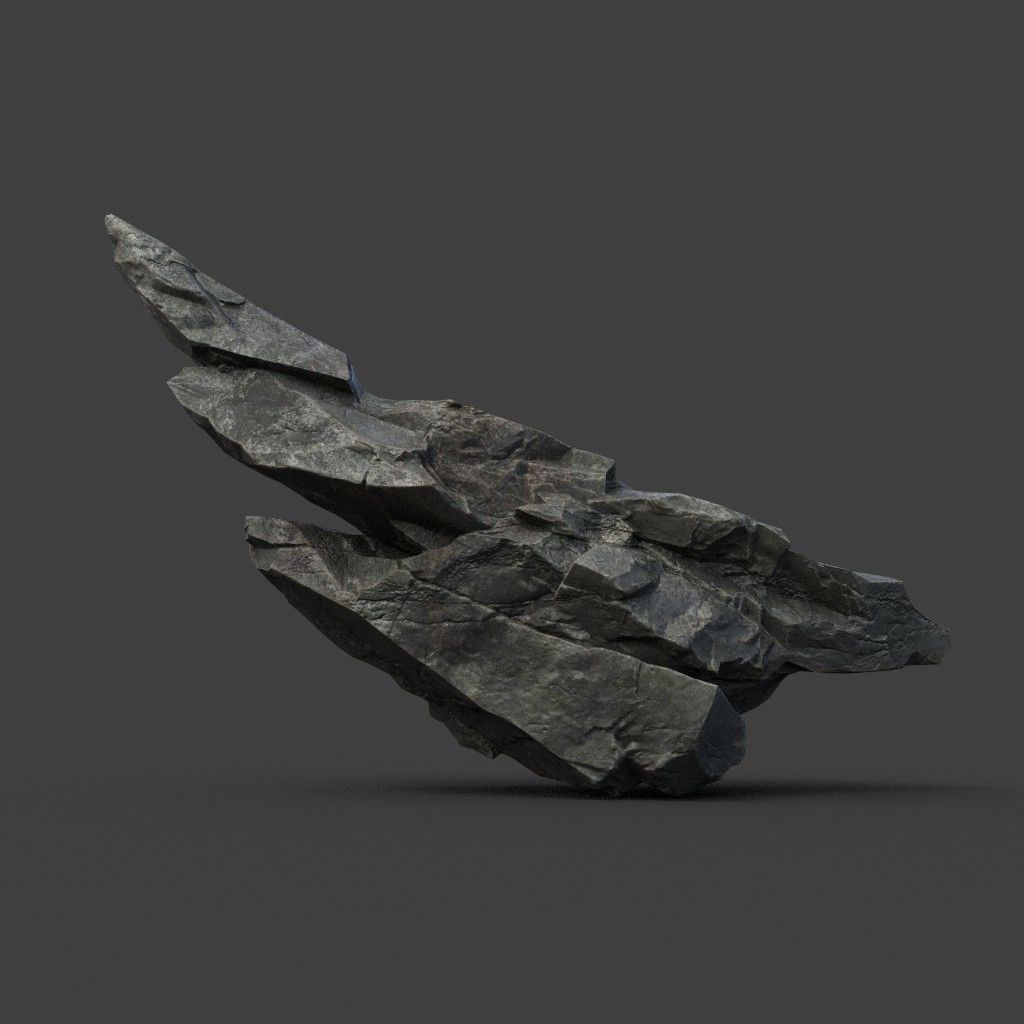Scifi Black Sharp Rock 220611 - Ultra HD 16K Textures Low-poly 3D model_1