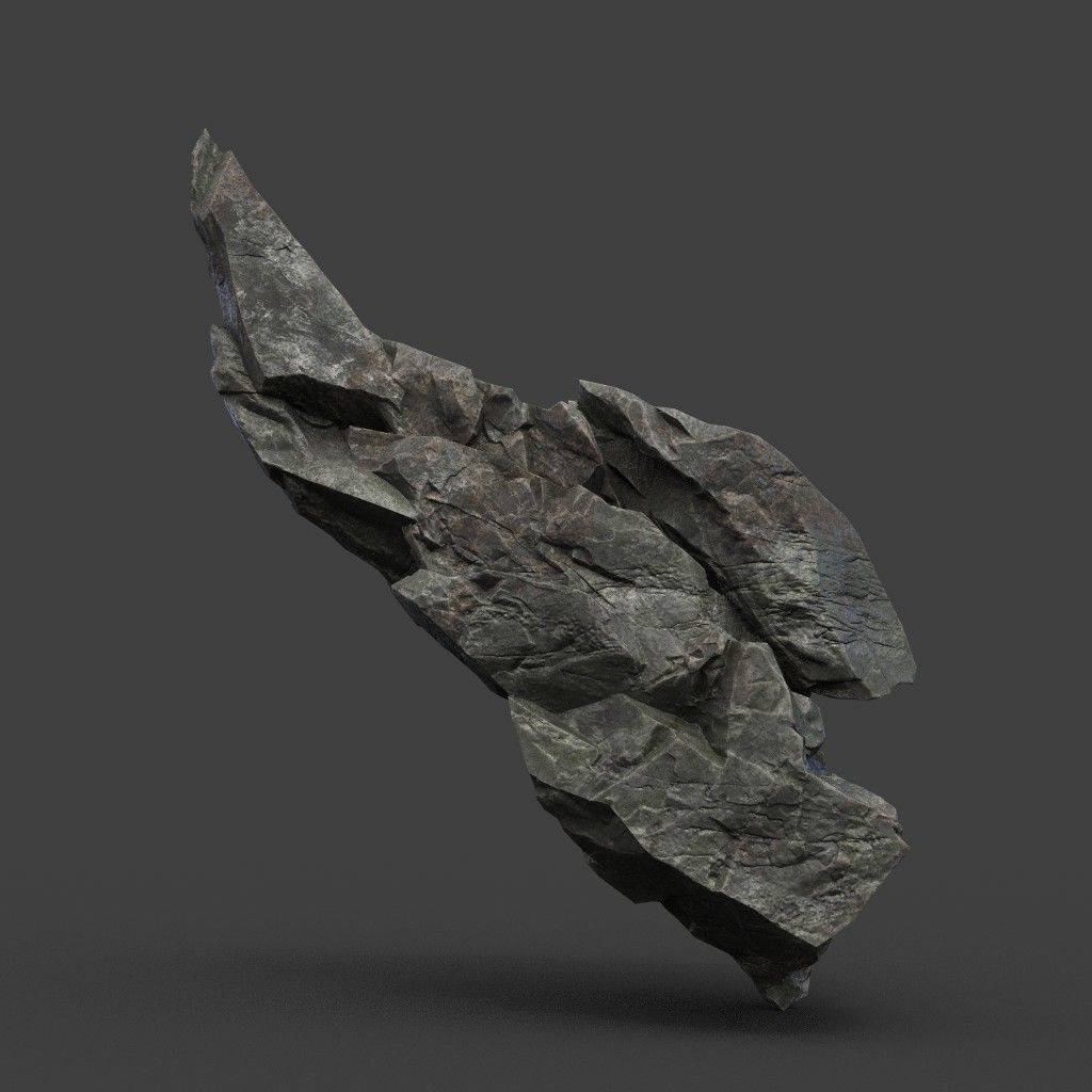 Scifi Black Sharp Rock 220611 - Ultra HD 16K Textures Low-poly 3D model_4