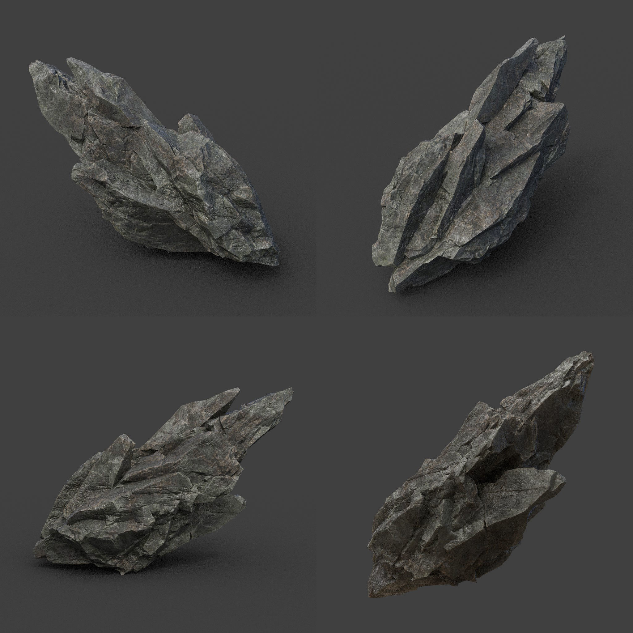 Scifi Black Sharp Rock 220611 - Ultra HD 16K Textures Low-poly 3D model_8