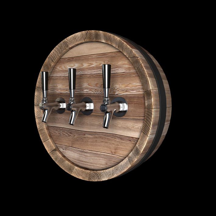 Wooden Wall Mount Bar Tap 3D Model