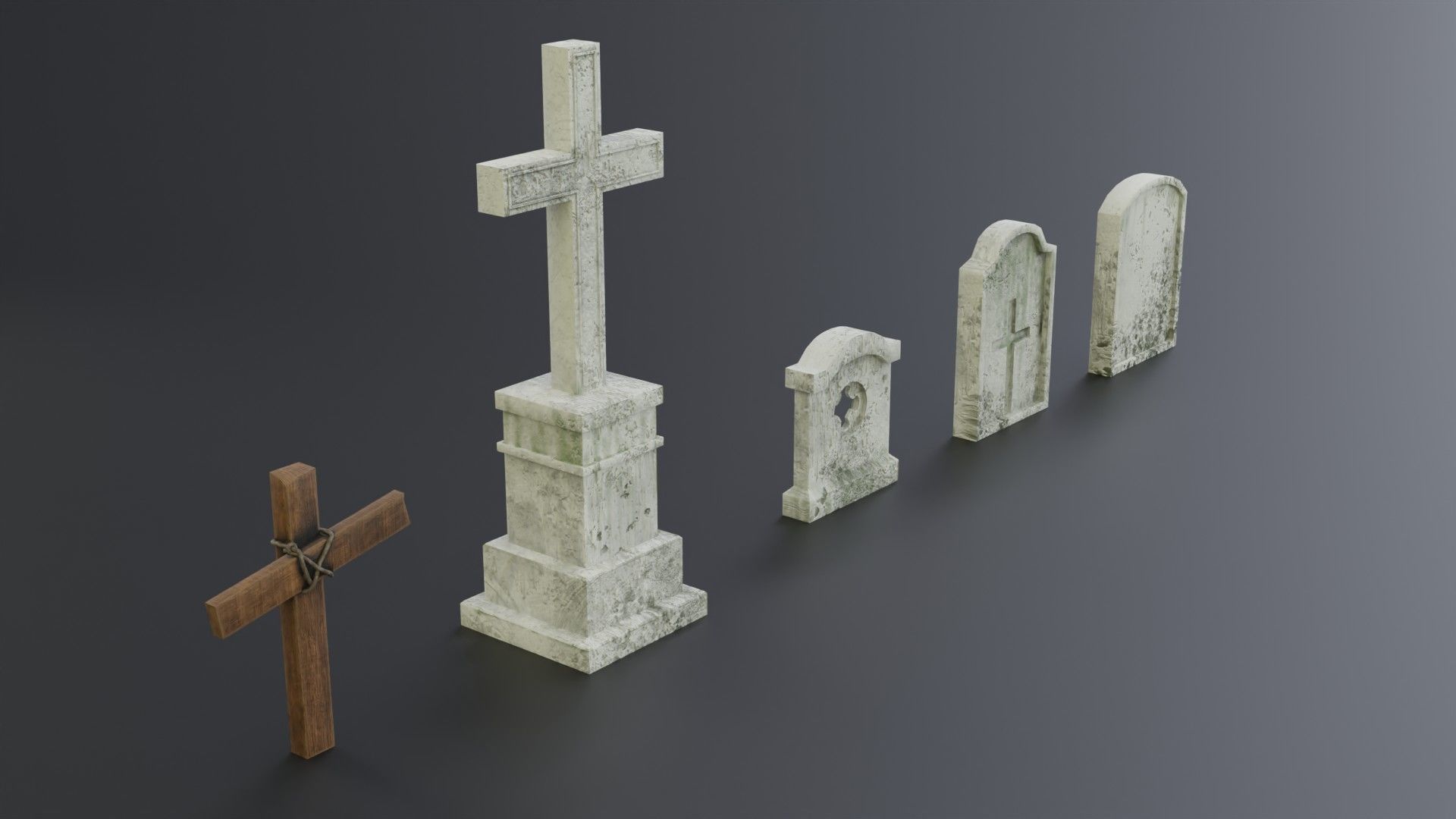 Medieval headstones for game Free low-poly 3D model_1
