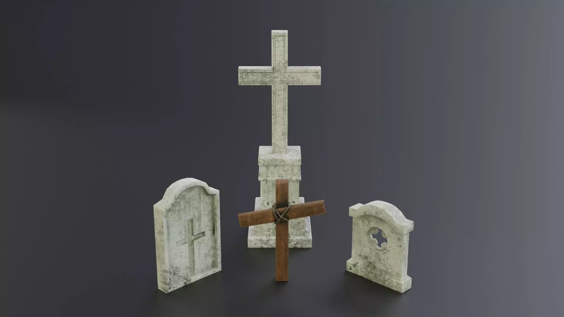 Medieval headstones for game Free low-poly 3D model_0