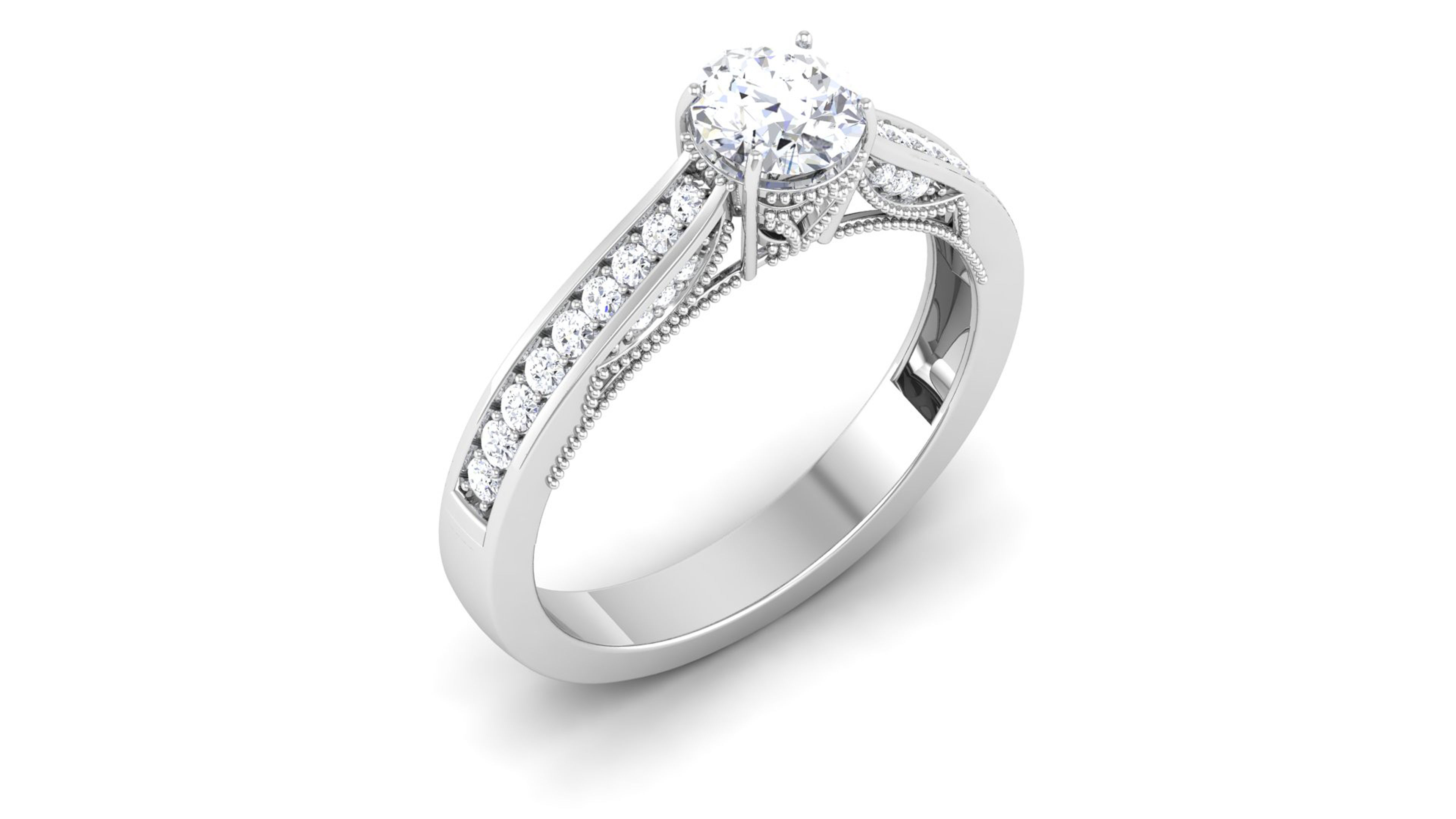 Solitaire Ring Bridal Halo Ring 3dm STL OBJ FBX Render Details 3D print model_2