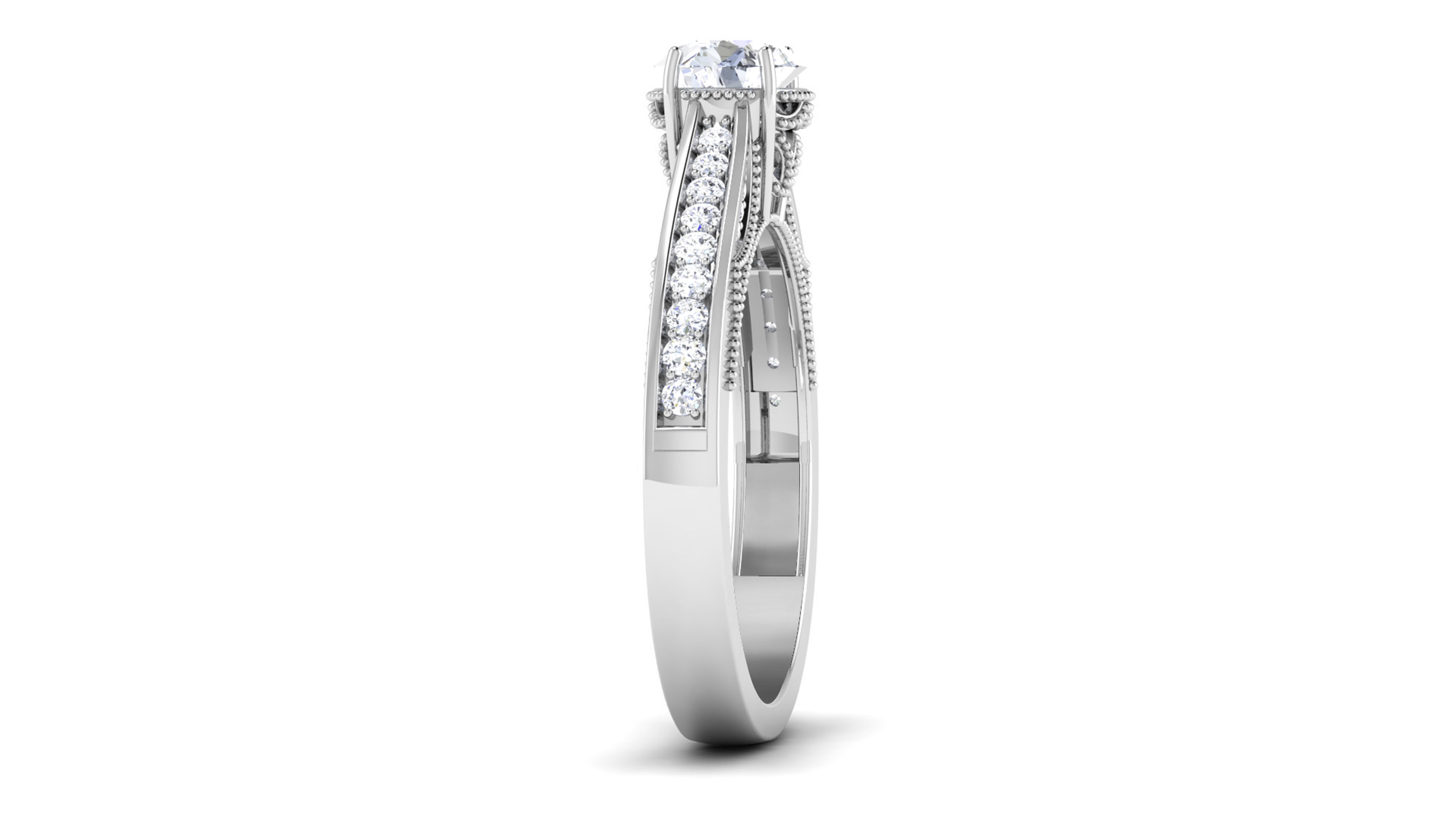 Solitaire Ring Bridal Halo Ring 3dm STL OBJ FBX Render Details 3D print model_3