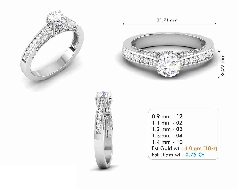 Solitaire Ring Bridal Halo Ring 3dm STL OBJ FBX Render Details 3D print model_4