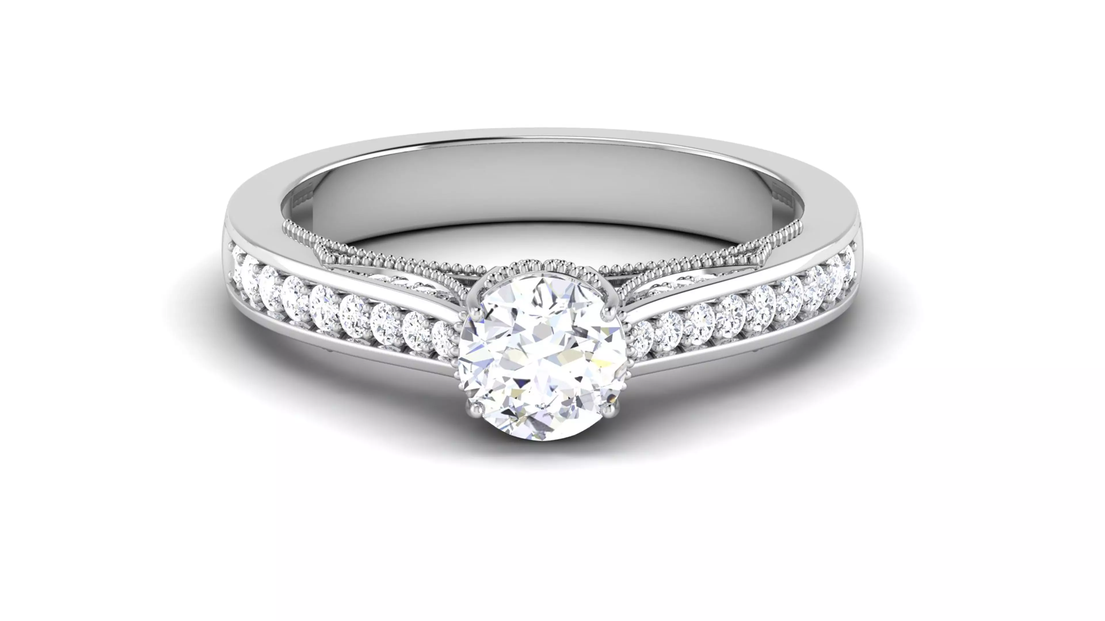 Solitaire Ring Bridal Halo Ring 3dm STL OBJ FBX Render Details 3D print model_0