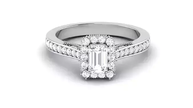Solitaire Halo Rings Bridal Emerald Ring 3dm STL OBJ FBX Detail 3D print model