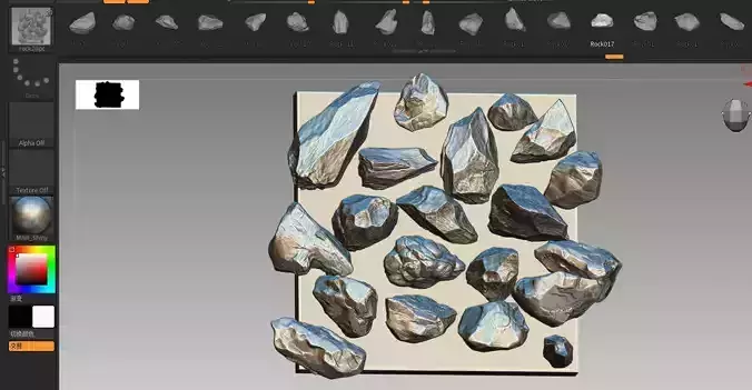 ZBrush rock brushes ZBrush stone brushes 3D print model