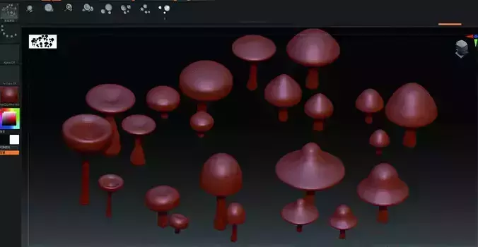 Original mushroom ZBrush brush  ZB mushroom brushes 3D print model