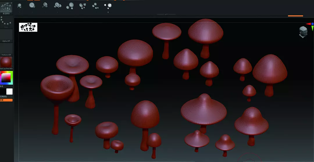 Original mushroom ZBrush brush  ZB mushroom brushes 3D print model_0