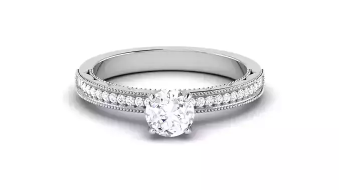 Solitaire Round Bridal Ring 3dm STL OBJ FBX Render Details