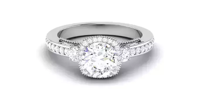 Solitaire Halo Ring Bridal Ring 3dm STL OBJ FBX Render Details 3D print model