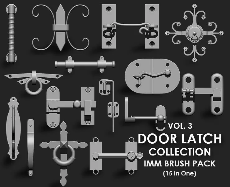 Door Latch IMM Brush Pack 15 in One vol 3 3D model_0