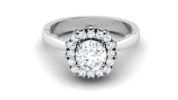 Solitaire Wedding Engagement Halo Ring 3dm STl OBJ FBX Details 3D print model