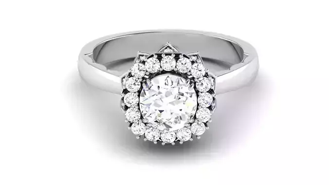 Solitaire Wedding Engagement Halo Ring 3dm STl OBJ FBX Details