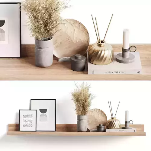 Decorative set wooden shelf