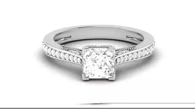 Solitaire Princess Stone Rings 3dm STL OBJ FBX Render Detail 3D print model