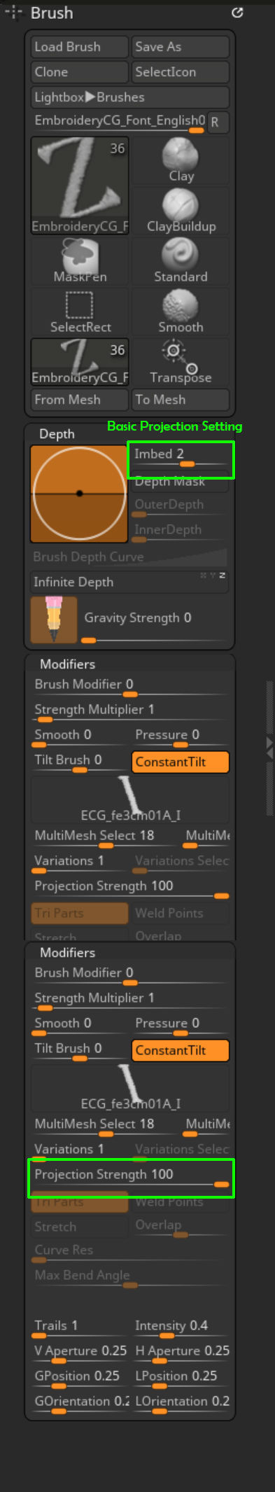 EmbroideryCG Font English05A Zbrush IMM Brush 3D model_1