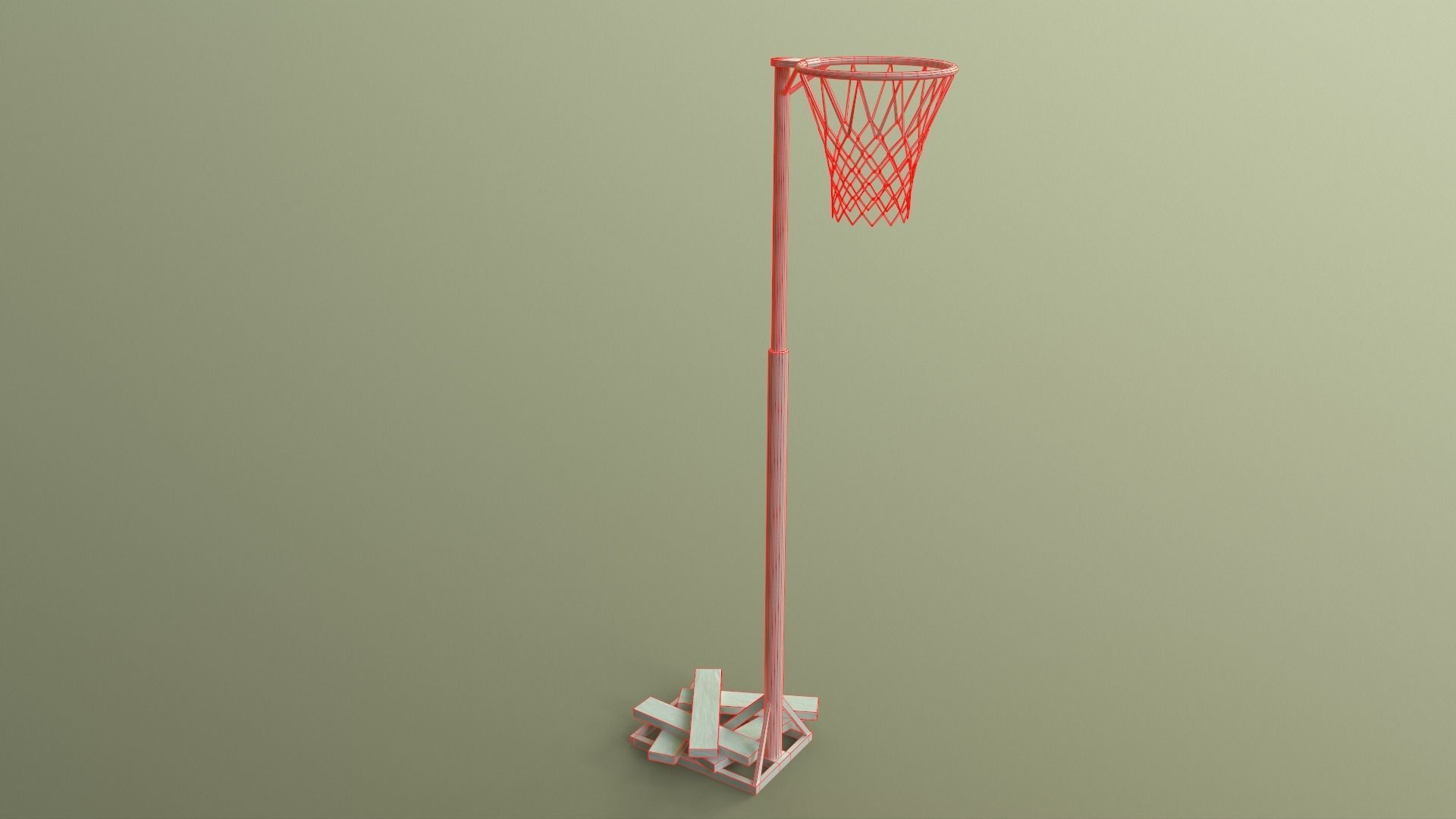 PBR Old School Basketball Stand Hoop Low-poly 3D model_38