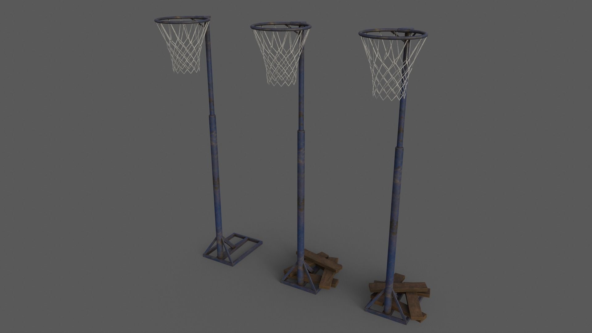 PBR Old School Basketball Stand Hoop Low-poly 3D model_5